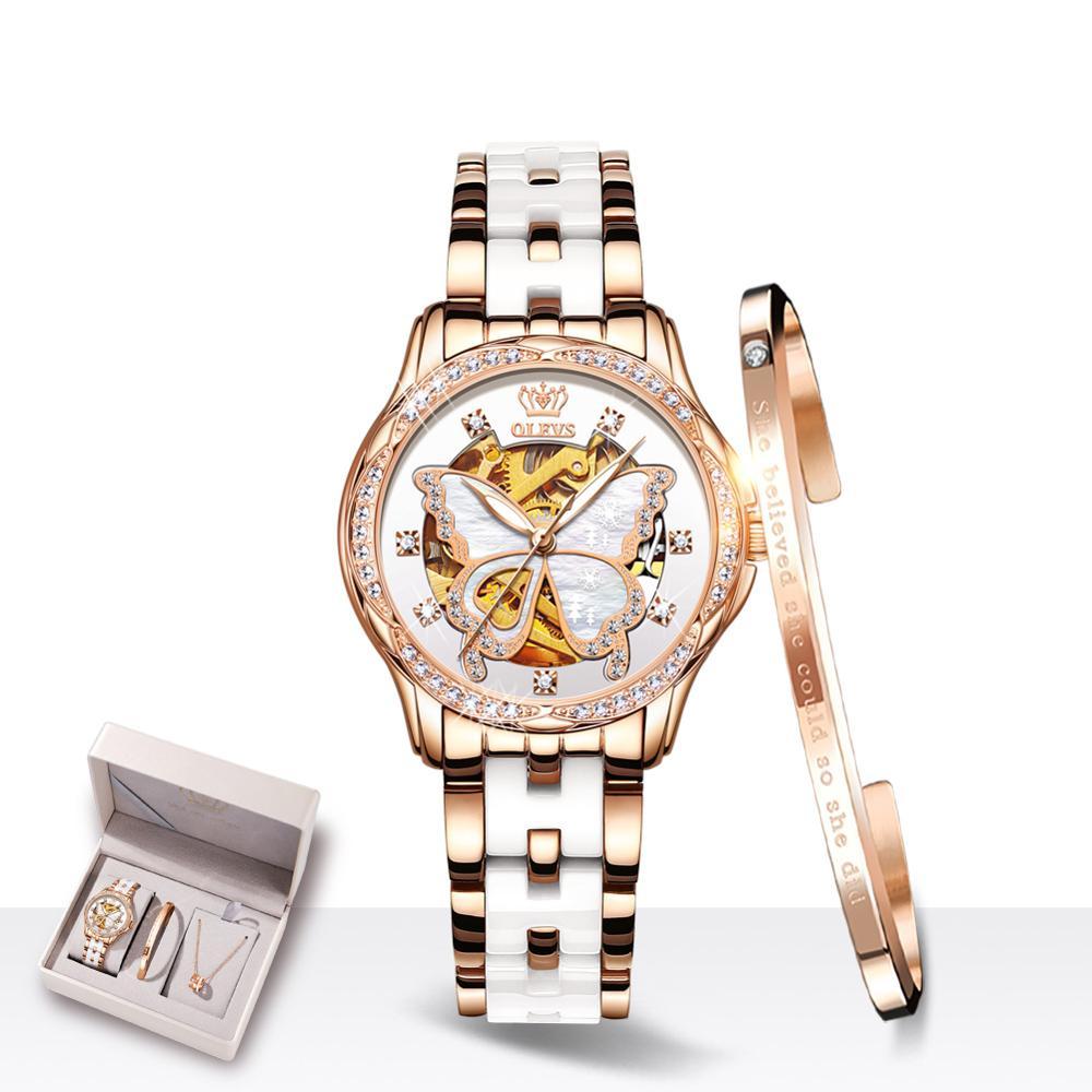 Crystal Mechanical Watch Gift Box Set