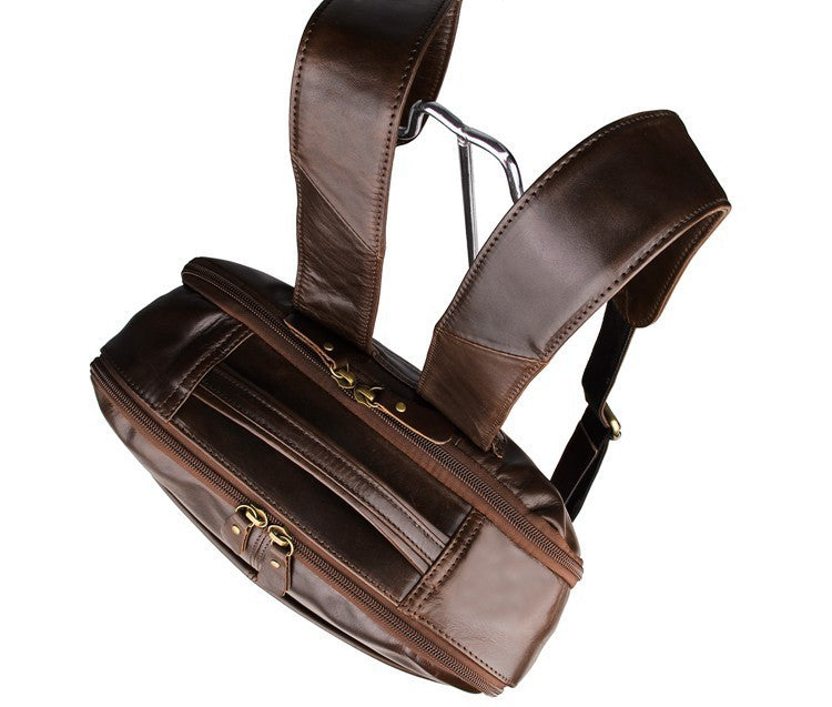 Crystal Top layer leather computer backpack