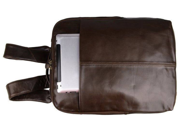 Crystal Top layer leather computer backpack