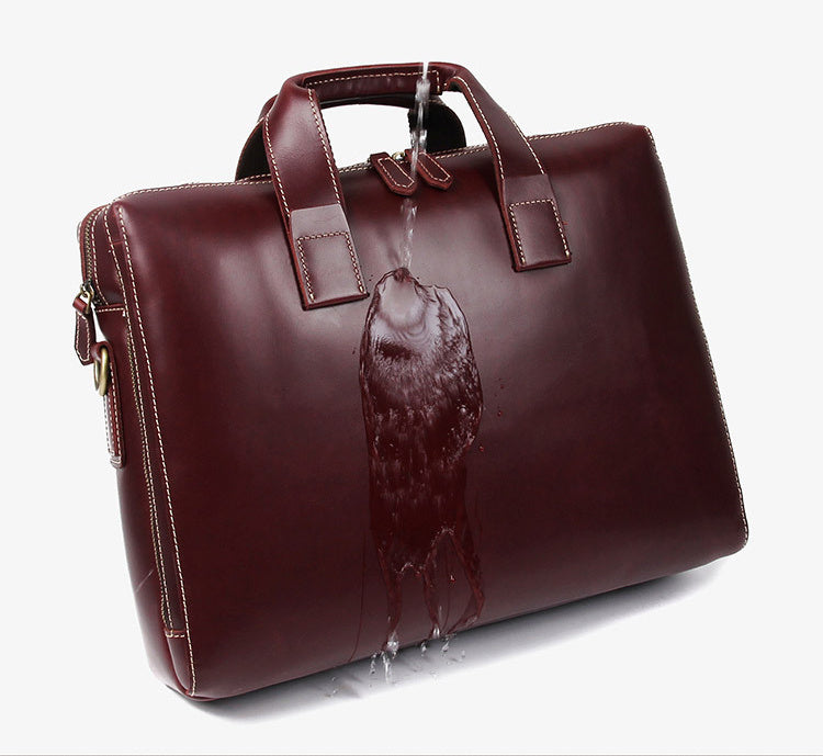 Crystal Head Layer Cowhide  Computer Bag