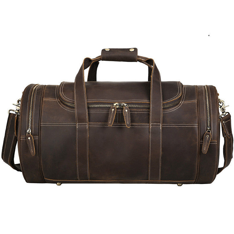 Crystal Crazy Horse Leather Travel Bag Portable