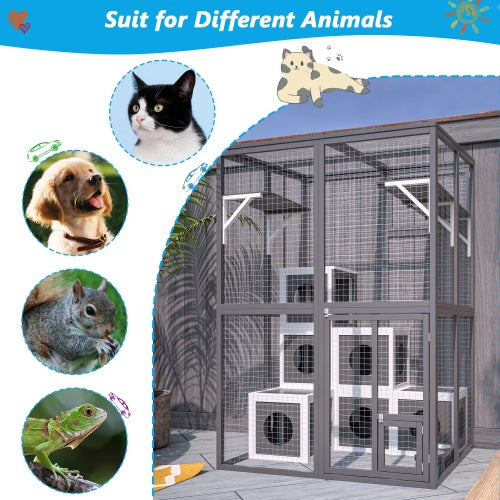 Crystal  Cat Cage Playpen With 2 Jumping Platforms