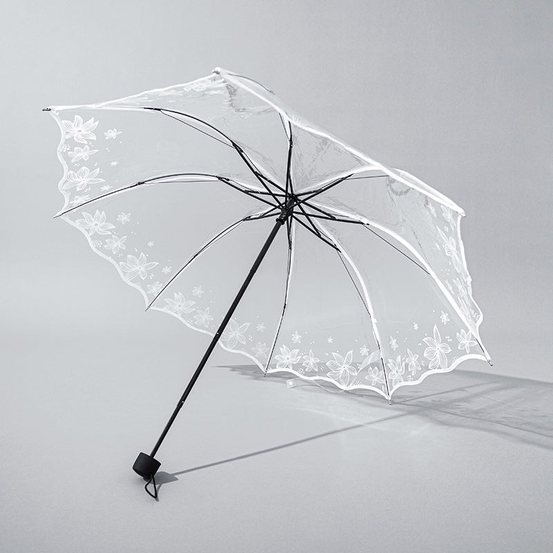 Transparent female folding umbrella