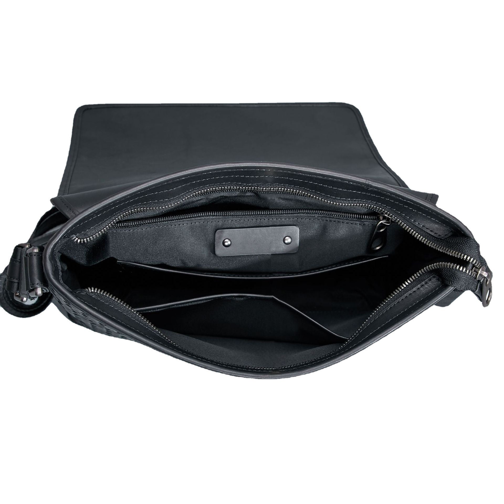 Crystal  Leather Woven Messenger Bag