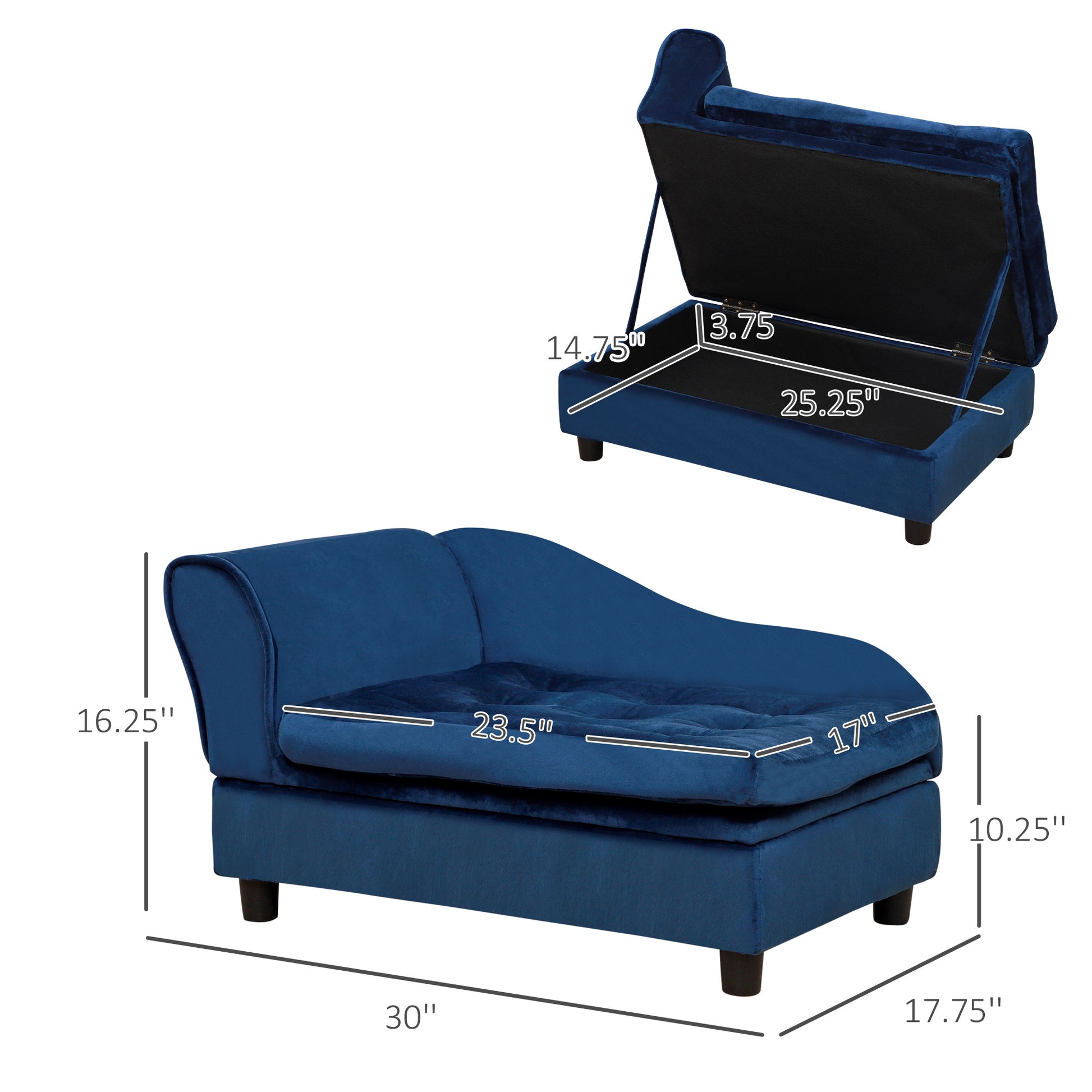 Crystal Luxury Small Dog Bed With Hidden Storage