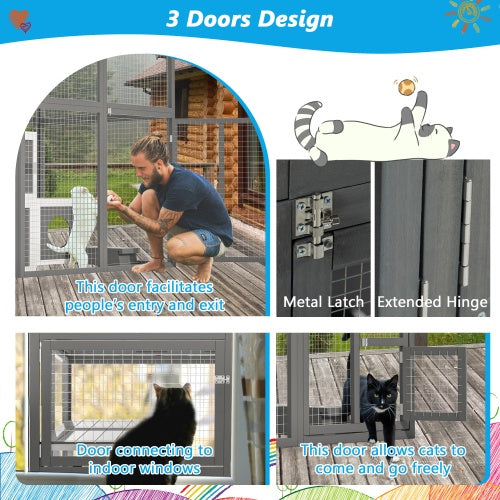 Crystal  Cat Cage Playpen With 2 Jumping Platforms