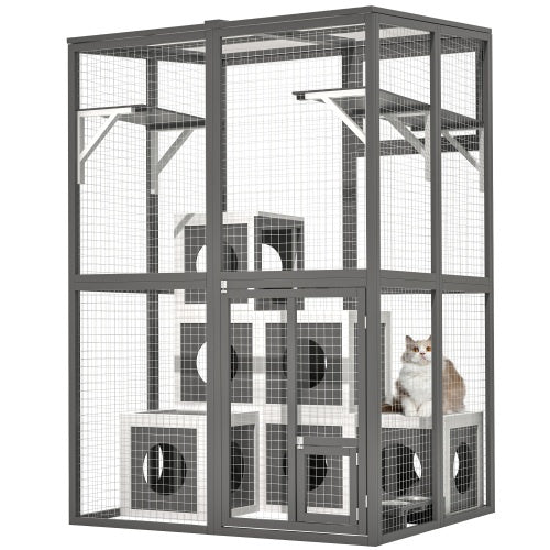 Crystal  Cat Cage Playpen With 2 Jumping Platforms