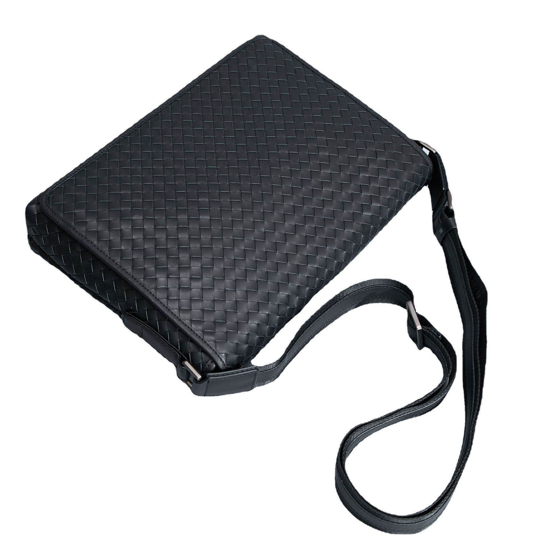 Crystal  Leather Woven Messenger Bag