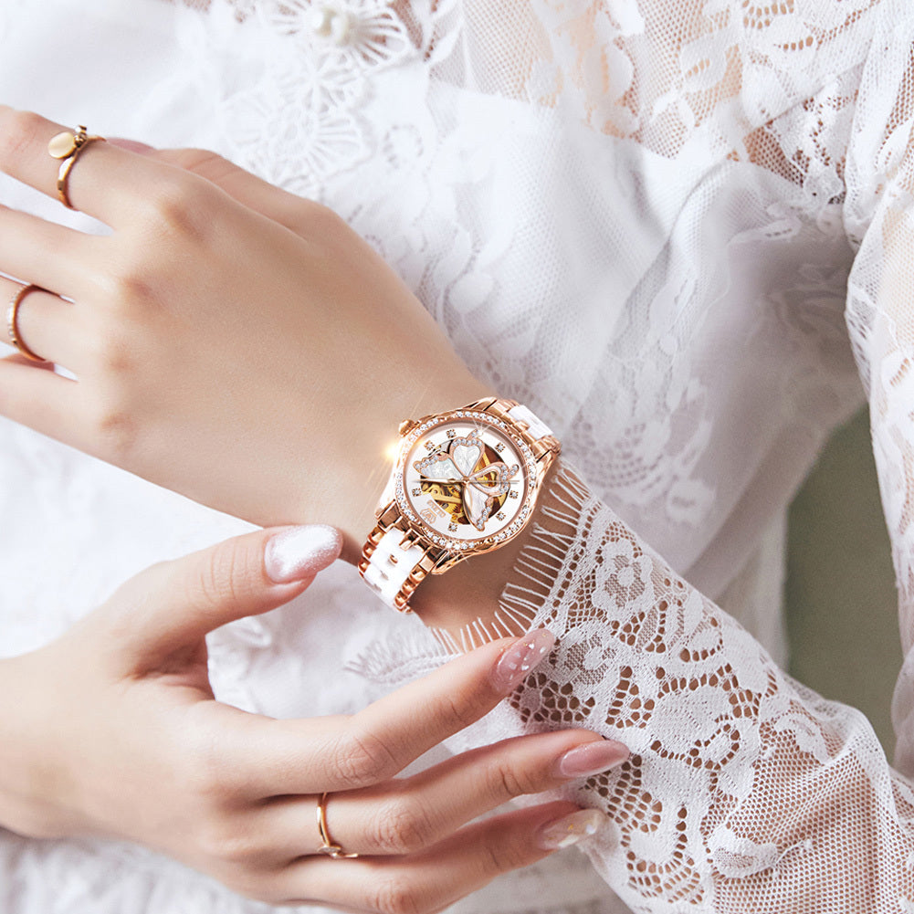 Crystal Mechanical Watch Gift Box Set