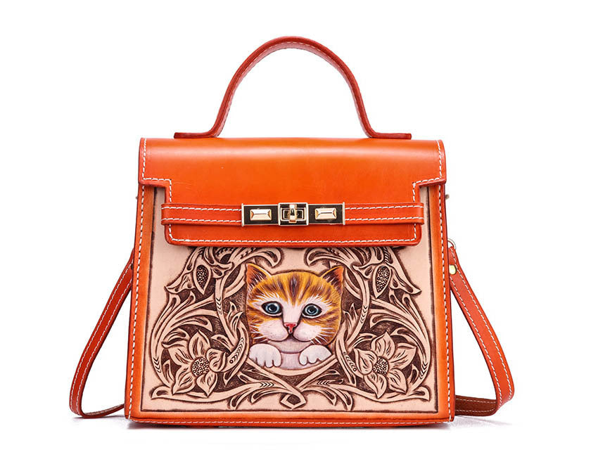 Crystal Engraved Cat Handbag