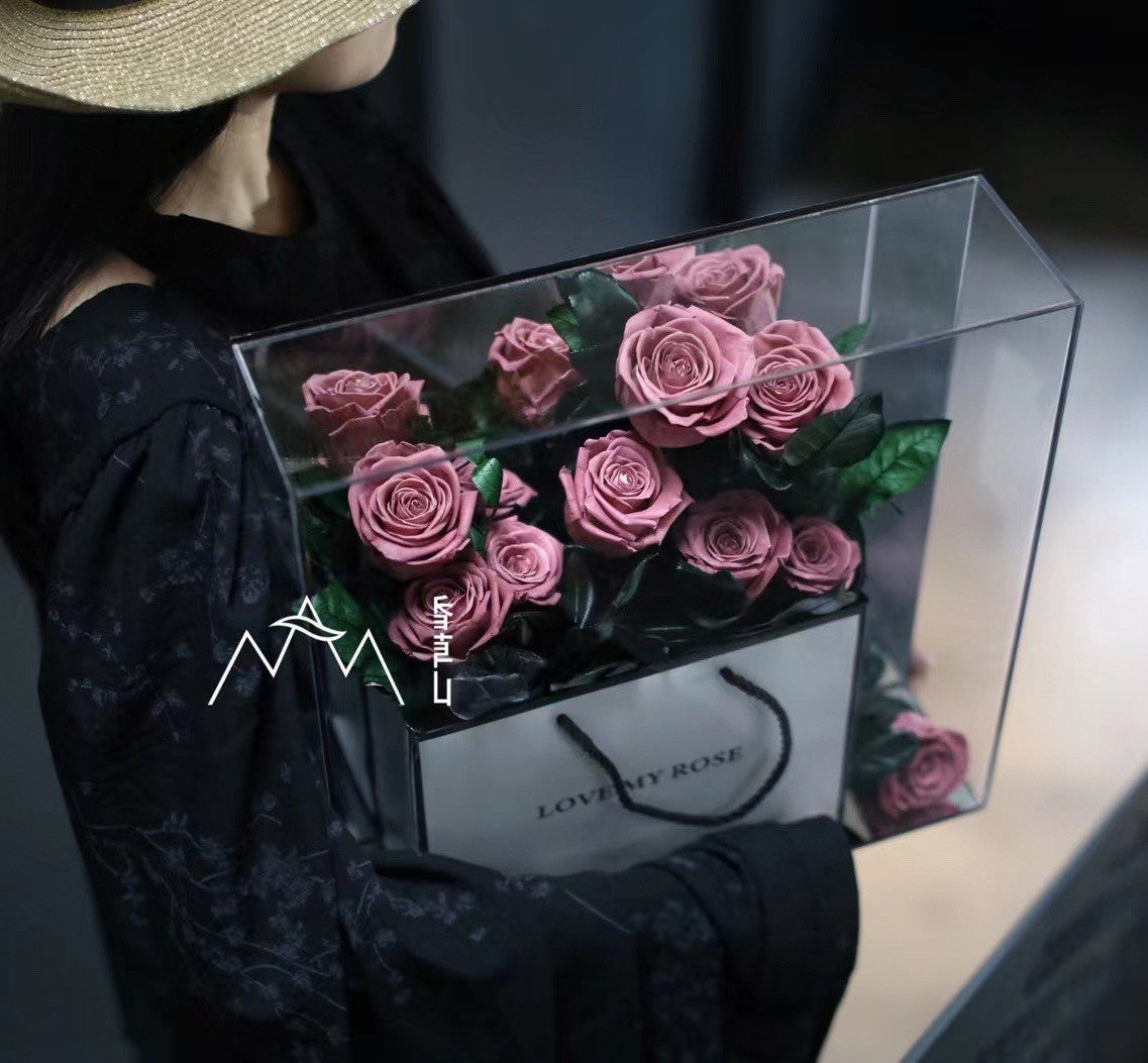 Crystal Valentine's Day Rose Eternal Flower Acrylic Gift Box