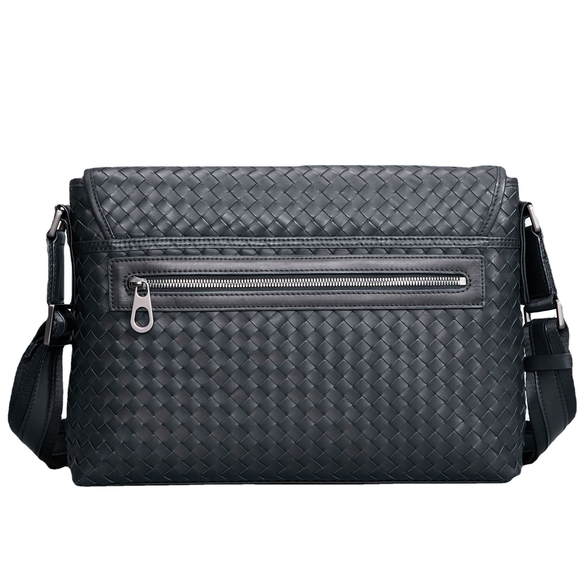 Crystal  Leather Woven Messenger Bag