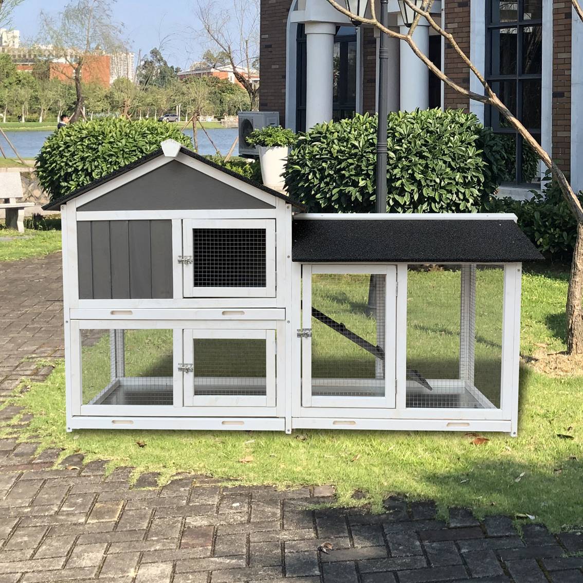 Crystal  Outdoor Rabbit Hutch With Running Cage