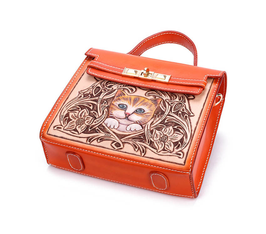 Crystal Engraved Cat Handbag