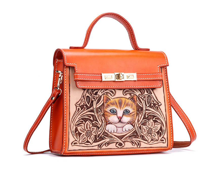 Crystal Engraved Cat Handbag