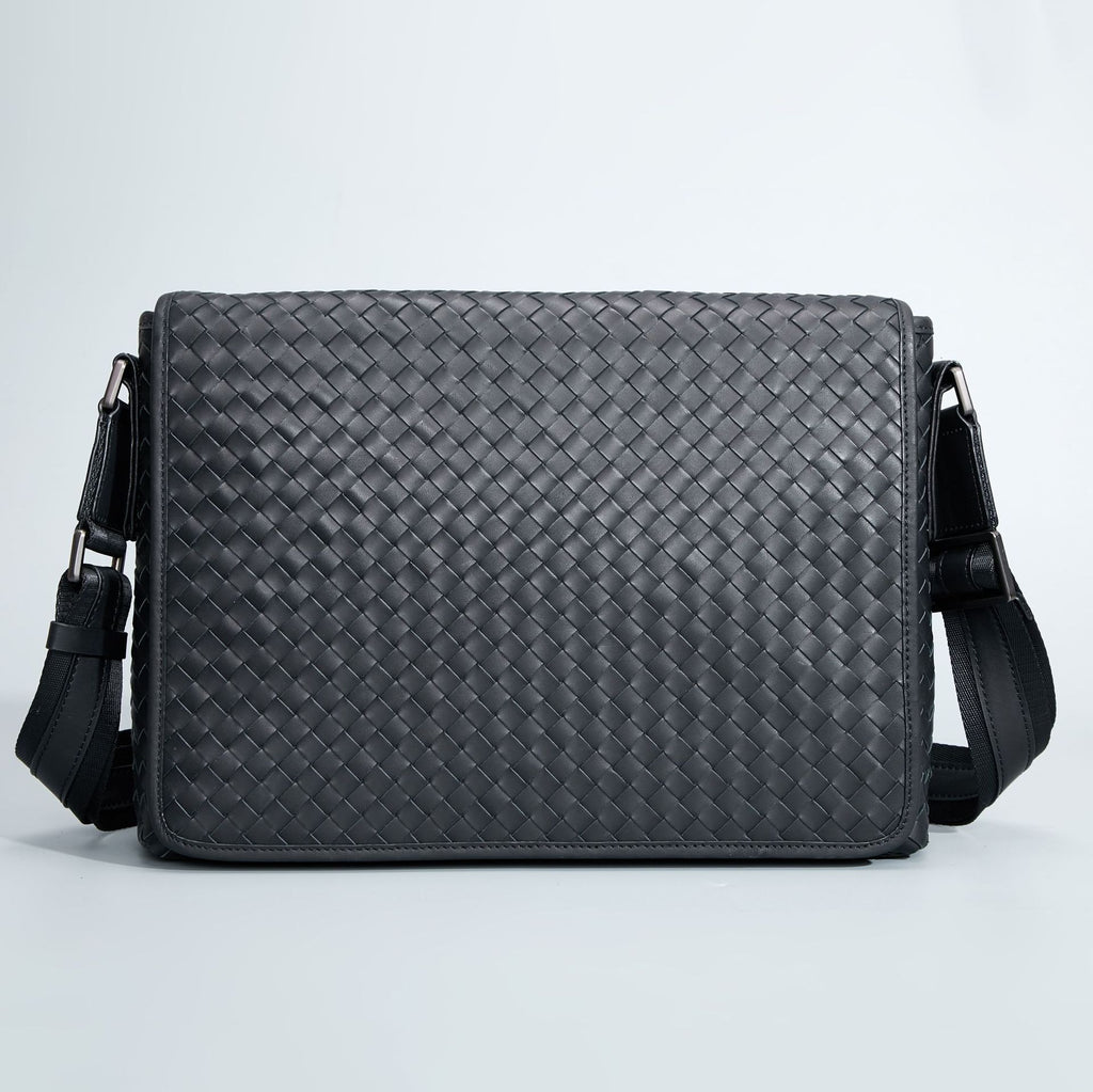 Crystal  Leather Woven Messenger Bag