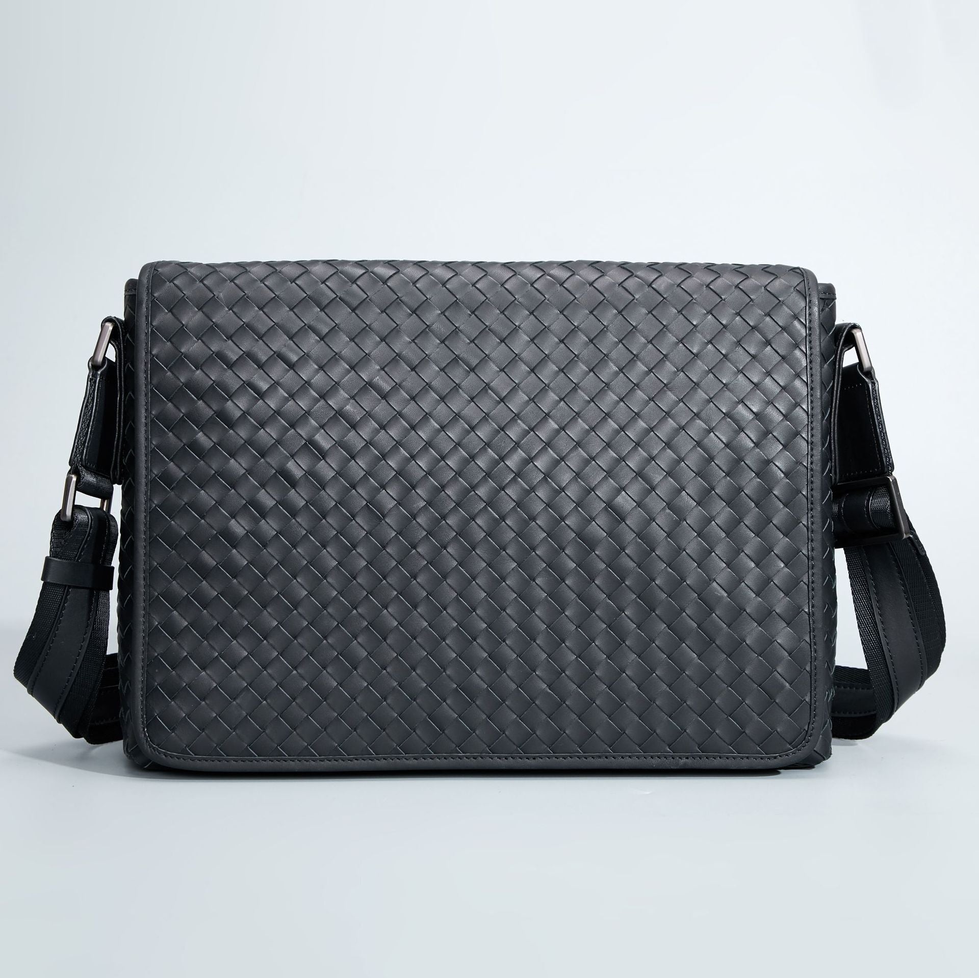 Crystal  Leather Woven Messenger Bag