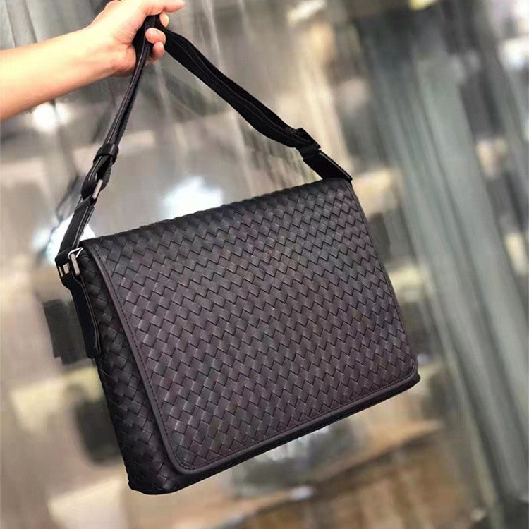Crystal  Leather Woven Messenger Bag