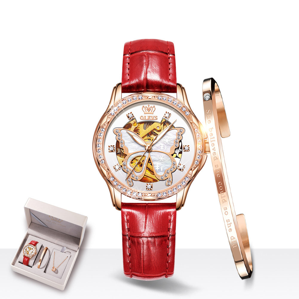 Crystal Mechanical Watch Gift Box Set