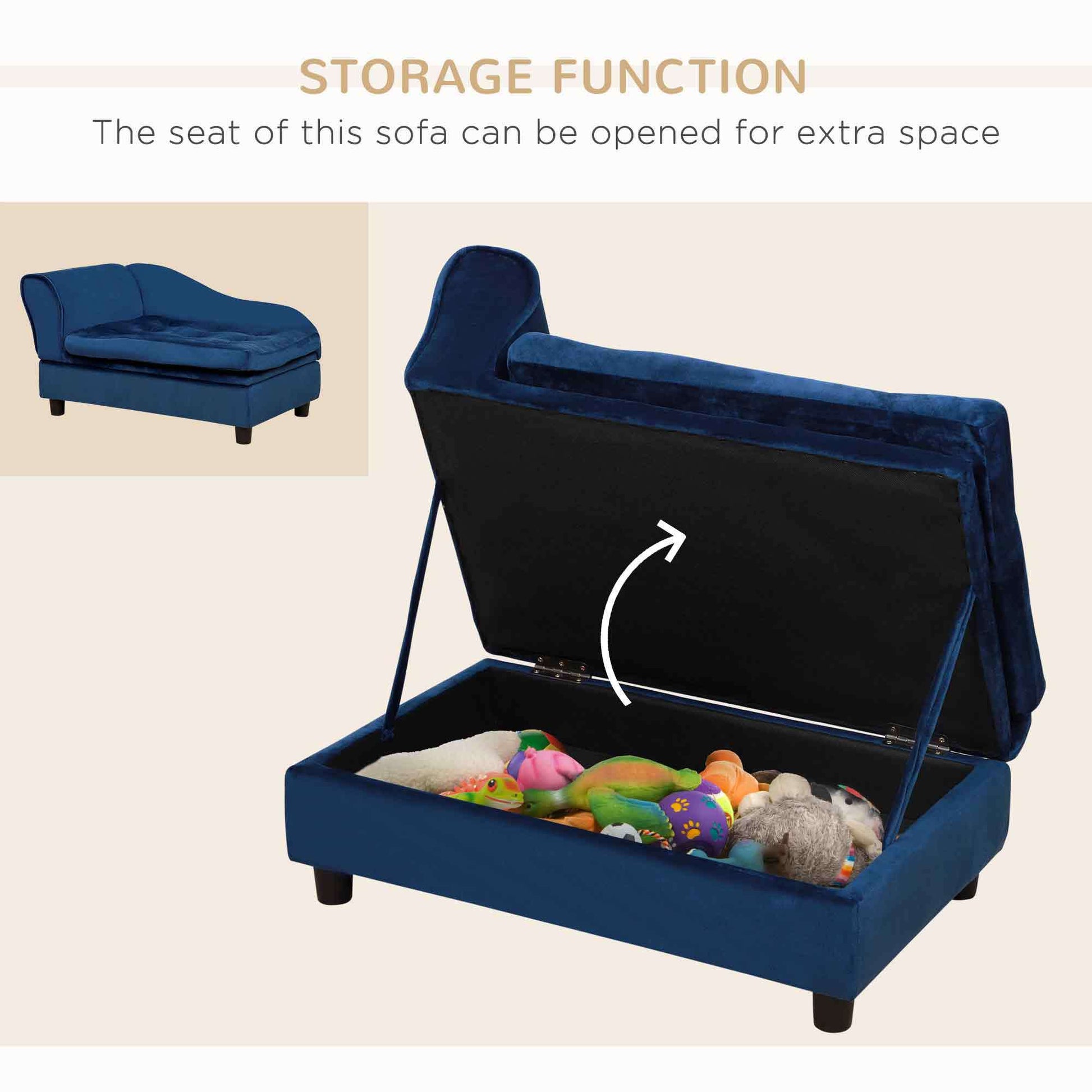 Crystal Luxury Small Dog Bed With Hidden Storage