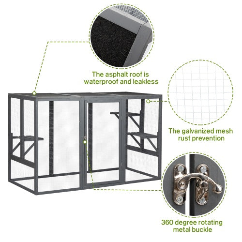 Crystal  Cat Cage With Waterproof Roof