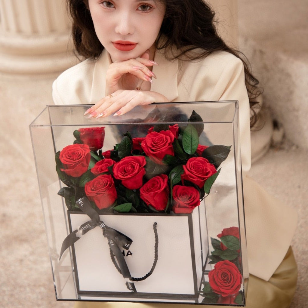 Crystal Valentine's Day Rose Eternal Flower Acrylic Gift Box