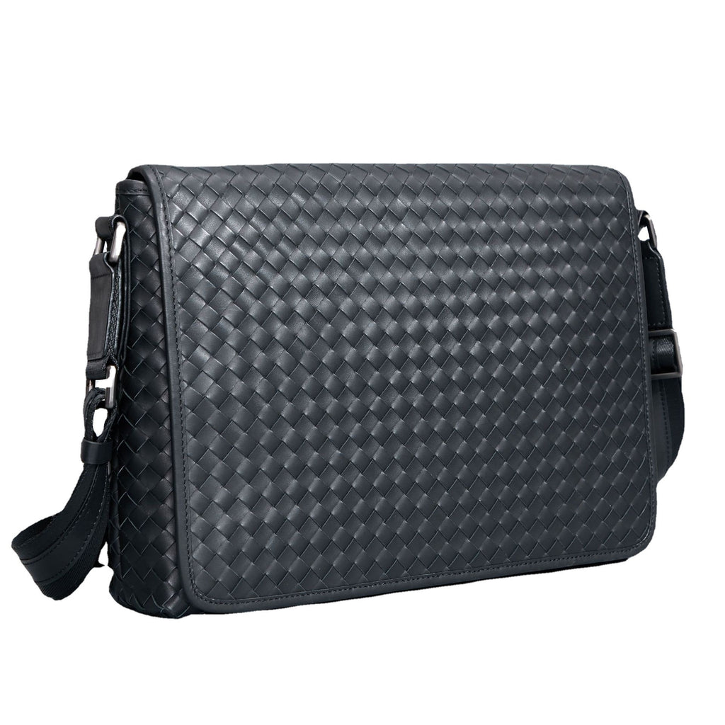 Crystal  Leather Woven Messenger Bag
