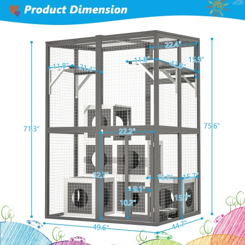 Crystal  Cat Cage Playpen With 2 Jumping Platforms